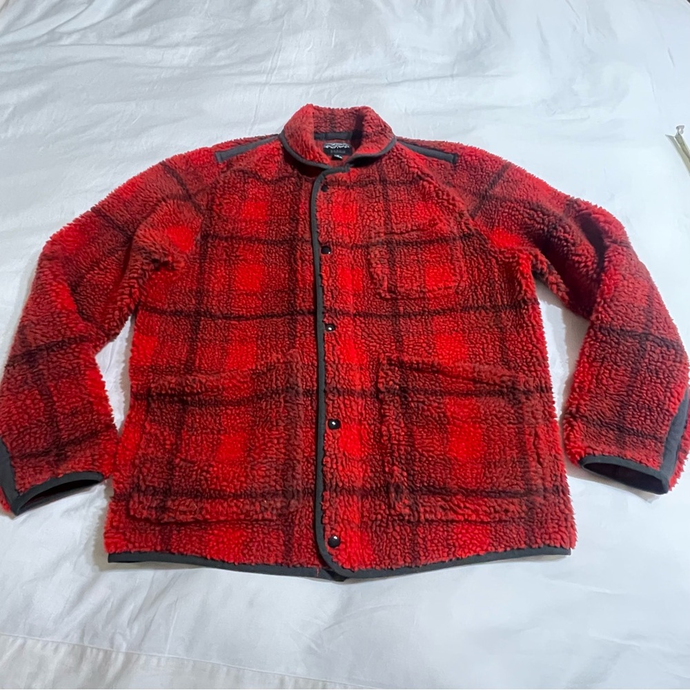 J. Crew Wallace‎ & Barnes sherpa fleece jacket in plaid Red and Black - Picture 13 of 14